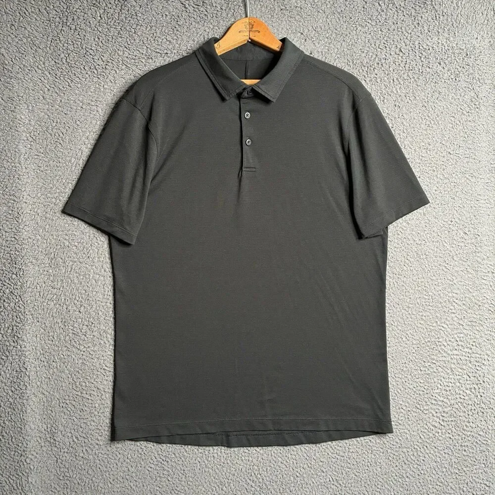Lululemon Men’s Black Performance Evolution Polo Shirt Size L Stretch Golf - Picture 8 of 11